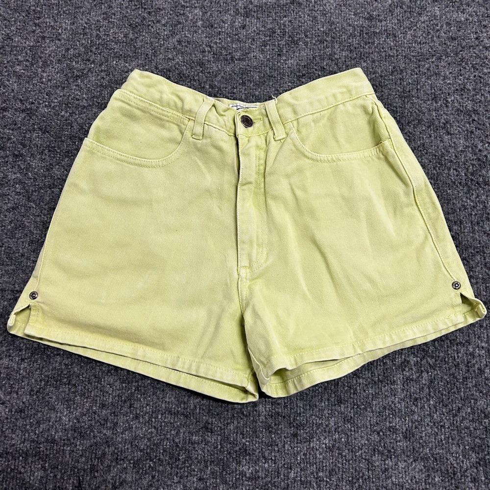 Chazz Shorts Womens Size 3 Pale Lime Green High Waisted Denim Side Slit Casual